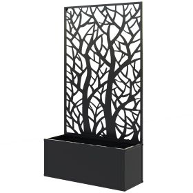 Outsunny Raised Garden Bed with Trellis, Wall Mounted Flower Bed for Garden Balcony, Patio, 24"L x 9.1"W x 44.5"H
