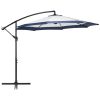 Outsunny 10FT Cantilever Patio Umbrella, Offset Umbrella with Crank and Cross Base for Deck, Backyard, Pool and Garden, Navy Blue