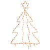 Outsunny Christmas LED Motif Light Christmas Tree, Warm White Rope Lighting with Steel Frame Stake, Outdoor Ornament Decoration