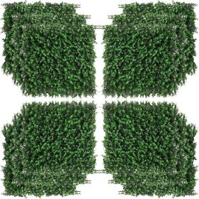 Outsunny 12PCS Artificial Boxwood Wall Panels 20" x 20" Float Grass Privacy Fence Screen Faux Hedge Greenery Backdrop for Home Garden Backyard Balcony