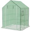 Outsunny Portable Greenhouse 4.6 x 4.7 ft Walk-In Hot House with Roll Up Door Windows U-Shape Flower Rack Water UV Resistant Green