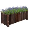 Outsunny 39" x 16" x 16" Wooden Raised Bed Garden Flower Planter Box for Vegetables and Herbs with 4 Drainage Holes Rustic Column Edge