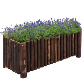 Outsunny 39" x 16" x 16" Wooden Raised Bed Garden Flower Planter Box for Vegetables and Herbs with 4 Drainage Holes Rustic Column Edge