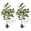 2 Pack 4.3 Feet Tall Artificial Bird of Paradise Plant Fake Banana Leaf