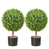 VEVOR 2x Artificial Boxwood Ball Ã˜40,6cm Garden Deco Boxwood in Flowerpot Ball Artificial Boxwood Ball Artificial Plant made of PE, Wood