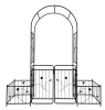 Metal Garden Arch with Gate 79.5'' Wide x 86.6'' High Climbing Plants Support Rose Arch Outdoor Black