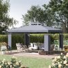 Outsunny 13' x 10' Patio Gazebo Outdoor Canopy Shelter with Double Vented Roof, Steel Frame for Lawn Backyard and Deck, Gray