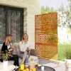 Outsunny Decorative Privacy Fence Screen, Metal Outdoor Privacy Screen Climbing Plant Trellis with Stand, Rhombus Brown
