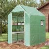 Outsunny Portable Greenhouse 4.6 x 4.7 ft Walk-In Hot House with Roll Up Door Windows U-Shape Flower Rack Water UV Resistant Green