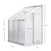 Outsunny Aluminum Greenhouse Polycarbonate Walk-in Garden Greenhouse with Adjustable Roof Vent, Rain Gutter and Sliding Door, 6' x 4' x 7' Clear