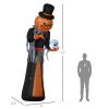 HOMCOM 12FT Inflatable Halloween Decoration Pumpkin Reaper with Skeleton, Outdoor Decoration with LED Lights for Garden, Party