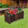 Outsunny 39" x 16" x 16" Wooden Raised Bed Garden Flower Planter Box for Vegetables and Herbs with 4 Drainage Holes Rustic Column Edge