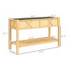 Outsunny Raised Garden Bed, 47 x 22 x 31.5in Elevated Wood Planter Box with Storage Shelf, Drainage Holes and Liner, Natural