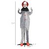HOMCOM 6' Clown Animatronic, Red Haired Life Size Outdoor Halloween Decoration with Motion Activated Sound & Light Up Eyes
