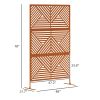 Outsunny Decorative Privacy Fence Screen, Metal Outdoor Privacy Screen Climbing Plant Trellis with Stand, Rhombus Brown