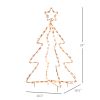 Outsunny Christmas LED Motif Light Christmas Tree, Warm White Rope Lighting with Steel Frame Stake, Outdoor Ornament Decoration