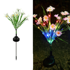 Solar Garden Lights LED Flower Stake Lamp Outdoor Yard Waterproof Patio Decor (Package: 3 Pack, Color: White)