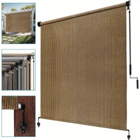 Outdoor Sun Shade Screen for Patio Gazebo Porch Cordless Roll Up Design UV Protection Roller Blind for Deck Balcony Backyard Garden Pergola Privacy Su (Color: Walnuts, size: 72*96inch)