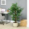 HOMCOM 5ft Artificial Ficus with Pot, Indoor Outdoor Fake Plant for Home Office Living Room DÃ©cor