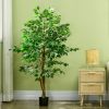 HOMCOM 5ft Artificial Ficus with Pot, Indoor Outdoor Fake Plant for Home Office Living Room DÃ©cor
